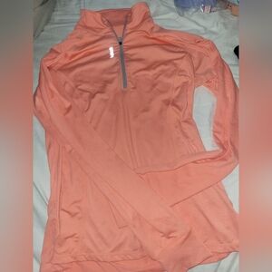 Women's Reebok Orange 1/4 zip Long sleeve Thumb Holes Athletic Top Size Medium